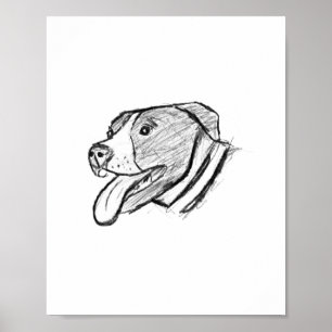 Póster foto de pitbull dibujada a mano amante de los perr