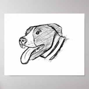 Póster foto de pitbull dibujada a mano amante de los perr