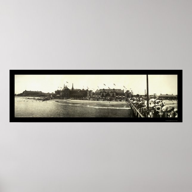 Póster Foto de playa de Santa Cruz de CA 1908 (Frente)