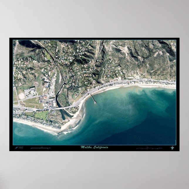 Póster Foto de poster satelital de Malibu, California (Frente)