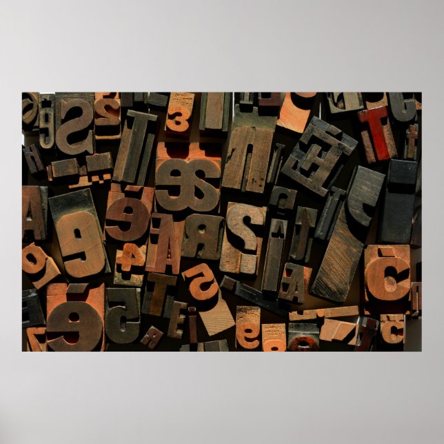 Póster Foto de prensa escrita tipo madera (Frente)