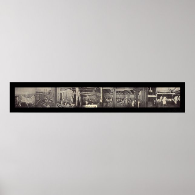 Póster Foto de procesamiento de cerdo de cerdo de 1900 (Frente)