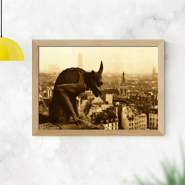 Póster Foto de Sepia Antigua Piedra París Gárgola