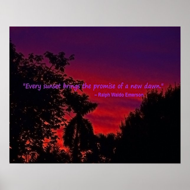 Póster Foto de Sunset con cita de Ralph Waldo Emerson (Frente)