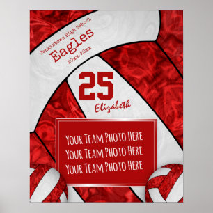 Póster foto de un equipo de voleibol blanco rojo