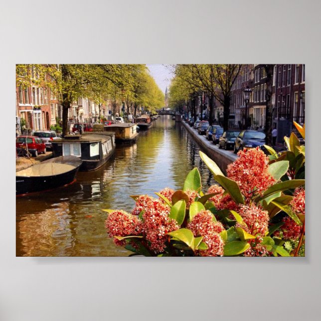 Póster Foto de verano del Canal de Amsterdam de Bloemgrac (Frente)