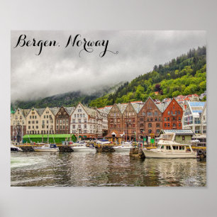 Póster Foto de viaje de Bergen Noruega