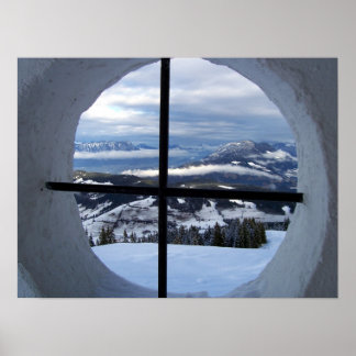 Póster Foto de vista de ventana de Alpes