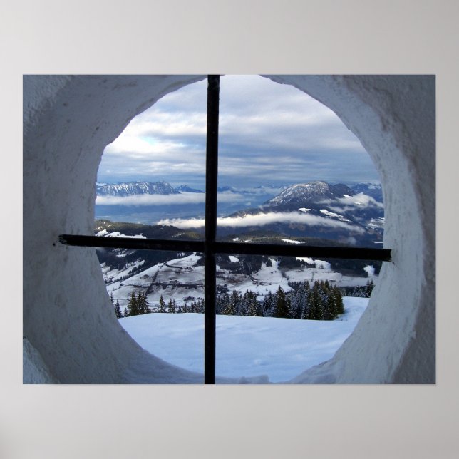 Póster Foto de vista de ventana de Alpes (Frente)