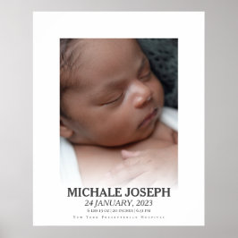 Póster Foto Del Bebé Con Estadísticas | El Día En Que Nac