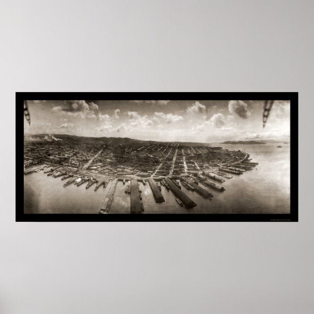 Póster Foto del buque aéreo de San Francisco en 1908 (Frente)