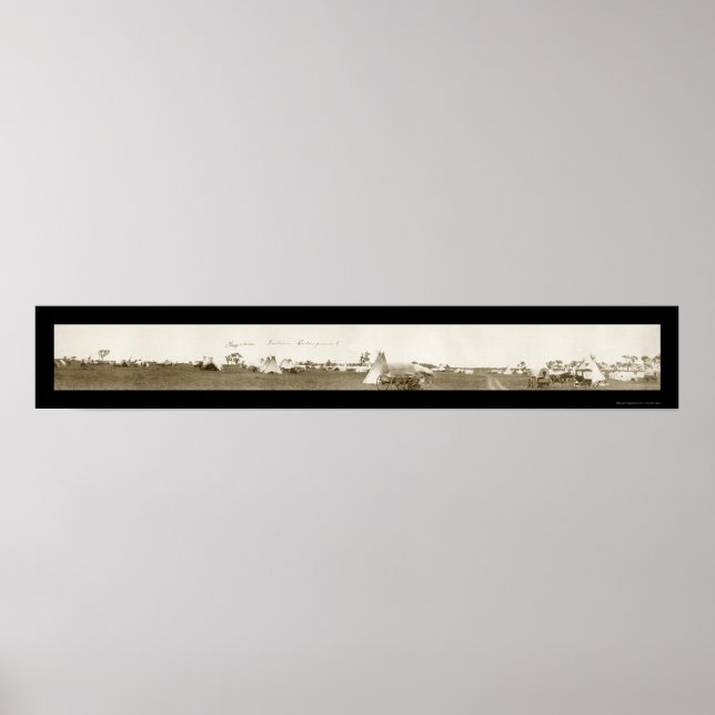 Póster Foto del campamento indio de Cheyenne en 1909 (Frente)