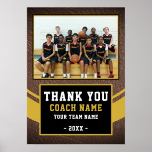 Póster Foto del equipo de baloncesto agradecimiento al en