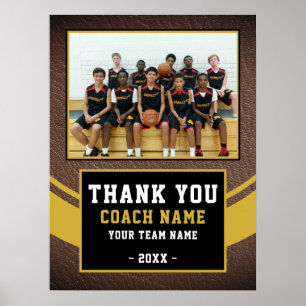 Póster Foto del equipo de baloncesto agradecimiento al en