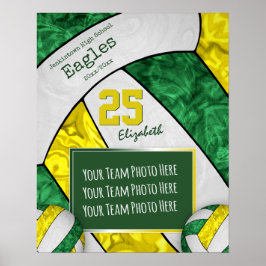 Póster foto del equipo de voleibol chica amarillo verde