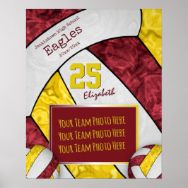 Póster foto del equipo de voleibol de los chicas amarillo