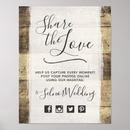 Póster Foto del hashtag rústico de casamiento rural vinta