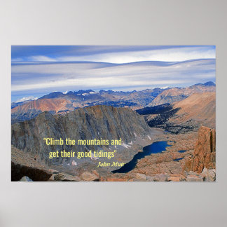 Póster Foto del lago High Sierra con cita de John Muir