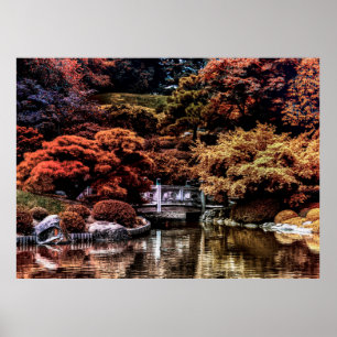 Póster Foto del paisaje del otoño de la caída del parque