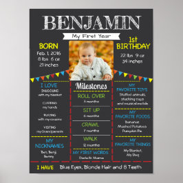 Póster Foto del primer cumpleaños del bebé