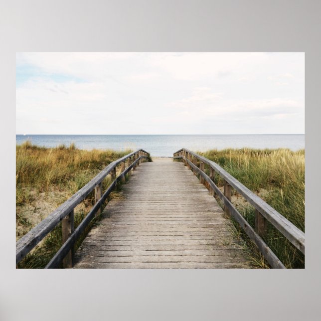 PÓSTER FOTO DEL PUENTE DE MADERA GRIS (Frente)