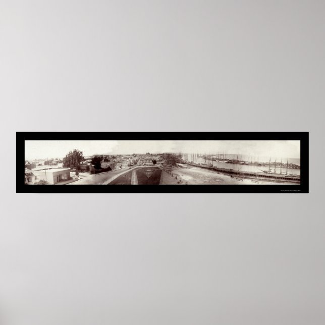 Póster Foto del puerto de los barcos de San Pedro de 1904 (Frente)