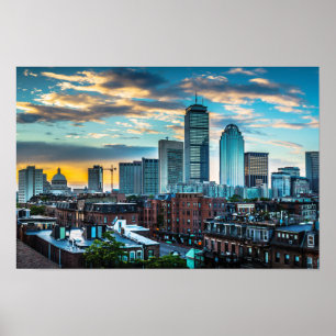 Póster Foto del Skyline del centro de la ciudad de Boston