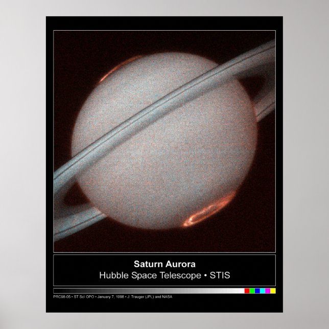 Póster Foto del telescopio Saturno Aurora Hubble (Frente)
