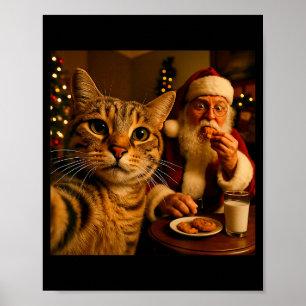 Póster Foto divertida de gato con Santa Claus meme de Nav