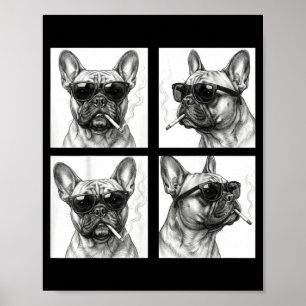 Póster Foto divertida de un bulldog francés fumando un ci