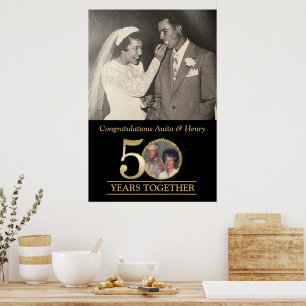 Póster Foto elegante de oro del 50 aniversario