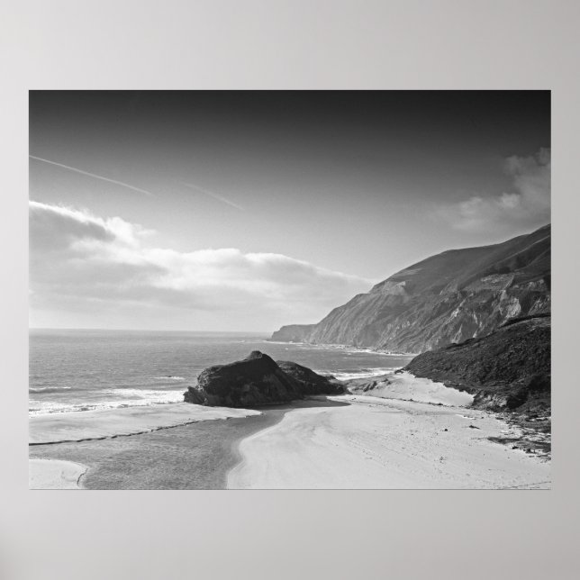 Póster Foto en blanco y negro de California Coastline (Frente)