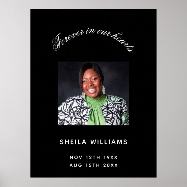 Póster Foto en blanco y negro de funeral conmemorativo (Frente)