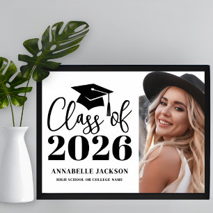 Póster Foto en Blanco y Negro de Graduación