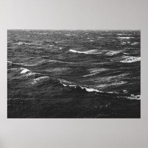 Póster Foto en blanco y negro de un mar tormentoso