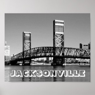 Póster Foto en blanco y negro del puente de Jacksonville 