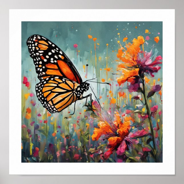 Póster Foto enmarcada de mariposa monarca (Frente)