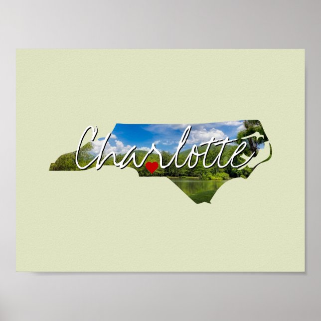 Póster Foto estatal de Carolina del Norte insertada y nom (Frente)