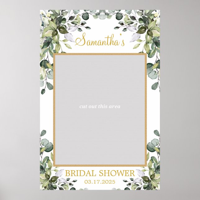 Póster Foto exuberante de follaje verde y eucalipto dorad (Frente)