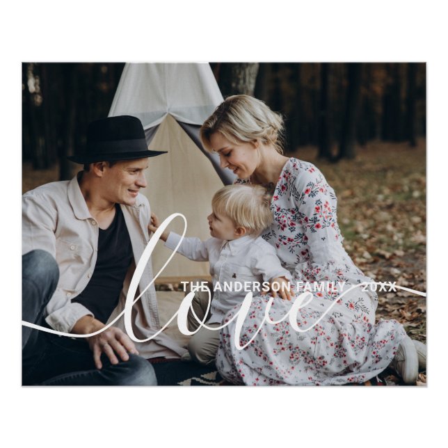 Póster Foto familiar de Personalizado 'Amor' con nombre p (Anverso)