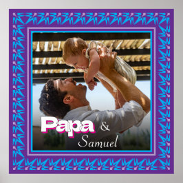 Póster Foto familiar personalizada - papá con hija-hijo