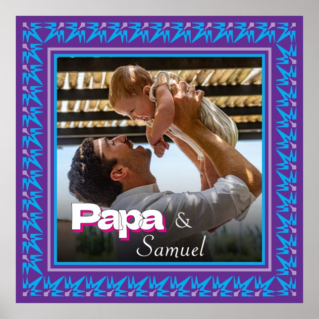 Póster Foto familiar personalizada - papá con hija-hijo (Frente)