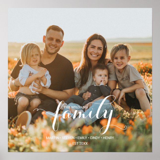 Póster Foto familiar personalizada y nombres personalizad (Frente)