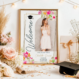 Póster Foto Floral Boho graduación de la escritura de oro