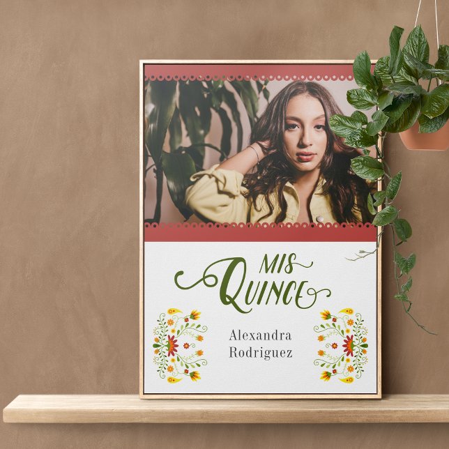 Póster Foto floral tradicional roja mexicana Quinceanera (Subido por el creador)