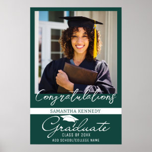 Póster Foto Graduación Felicidades Clase De 20XX Verde