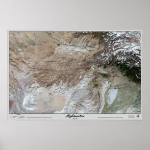 Póster Foto impresa del mapa del Poster satelital de Afga