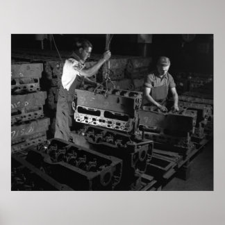 Póster Foto industrial: Bloques de motor militar WW2