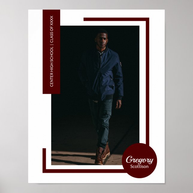 Póster Foto Maroon Graduación Moderna (Frente)