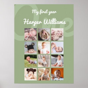 Póster Foto mensual Sage Bebé Primer cumpleaños